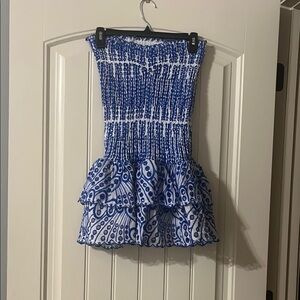 Amazon Blue and White Bubble Mini Skirt